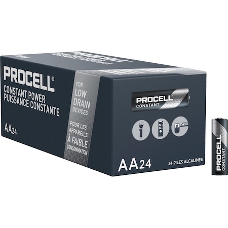 Duracell Procell Constant AA Alkaline Battery, 1.5V DC, PK24 PC1500BKD