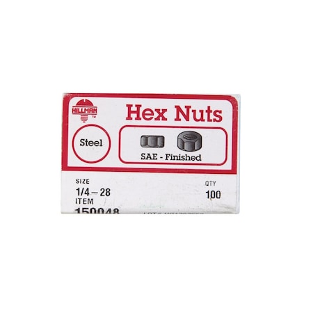 Hillman Hex Nut 1/4" Zinc-Plated Steel SAE Zinc-Plated 150048