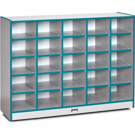 Jonti-Craft Rainbow Accents 25 Cubbie-Tray Mobile Storage, without Trays, Teal 0425JCWW005
