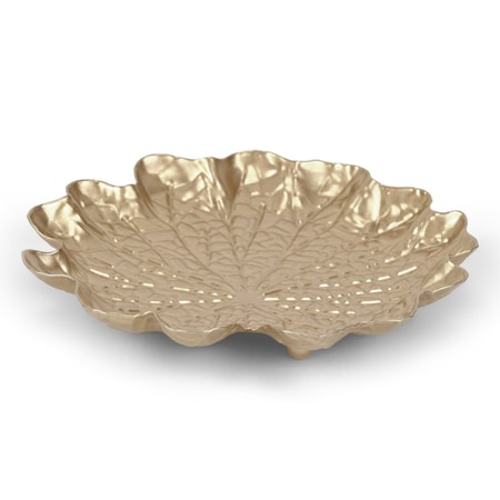 Homeroots 6in Gold Metal Handmade Leaf Trinket Tray 713012