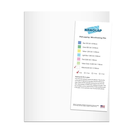 Nanolap PSA Lapping Film, 1 Pc 0.3 Micron (60,000 Grit), 8-0.5 in x 11 in Microfinishing Fine Sanding Paper 61540N