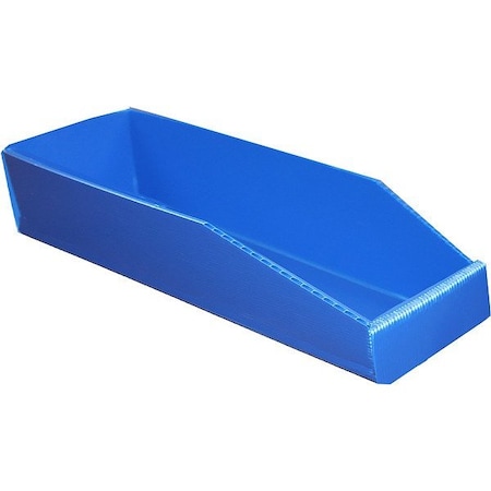 Zoro Select Hopper Bin, 0.38 cu ft, Blue, Corrugated Plastic 5737 BLUE