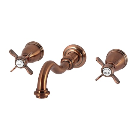 Kingston Brass Double-Handle Wall Mount Bathroom Faucet, Antique Copper KS312BEXAC