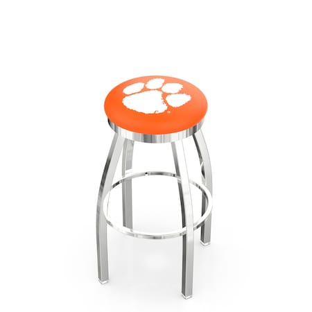 Holland Bar Stool Co 25" Chrome Clemson Swivel Bar Stool, Accent Ring L8C2C25Clmson