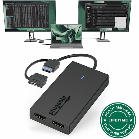 Plugable Technologies PLUGABLE USB 3.0 OR USB C TO HDMI ADAPTER FOR DUAL MONITORS, UNIVERSAL VIDEO GRA UGA-HDMI-2S