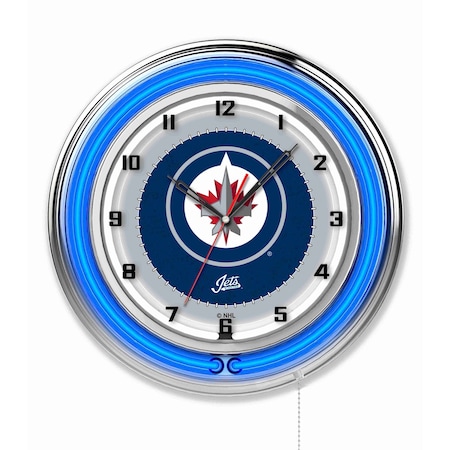 Holland Bar Stool Co Winnipeg Jets Double Neon 19" Clock, NHL Clk19WinJet