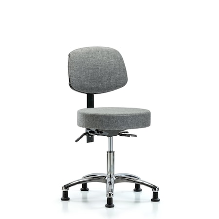 Blue Ridge Ergonomics Desk Stool, Fabric, Bk Chrm, Tilt, Glids, Gry BR-FDHST-CR-T1-RG-F44
