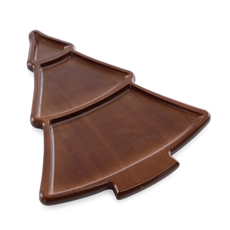 Picnic Time Family Of Brands Christmas Tree Sectioned Serving Tray, Stained Parawood 847-04-512-000-0