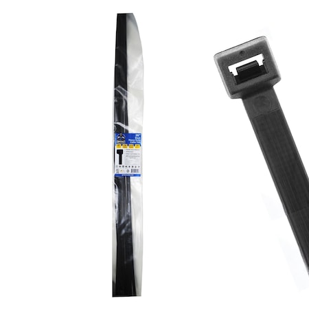 Grizzly Supply Cable Tie, 36 in L, 175 lb Strength, 10.5 in Max Bundle Dia, Nylon 6/6, UV Resistant, Black, 10PK GS-HD36-175-0X