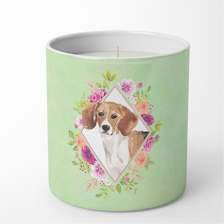 Jensendistributionservices 10 oz Beagle Green Flowers Decorative Soy Candle MI2553547