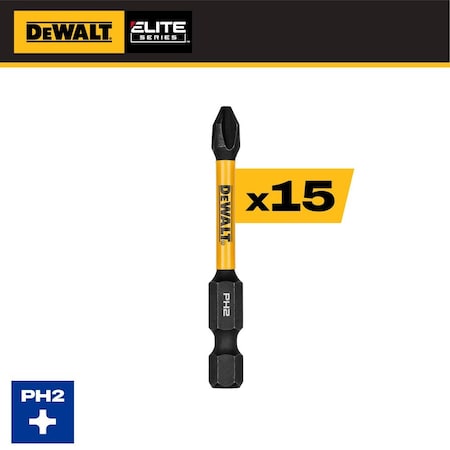 Dewalt NutDriver, Steel, Hex Shank, 1/4"Shank, PK15 DWAFE2PH2IR15