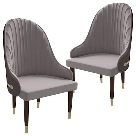 Leisuremod Elara Collection Wooden Dining Chair in Two-Tone Taupe, 2PK EC59TP2