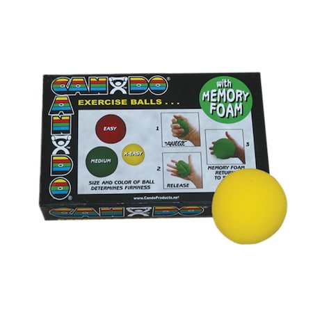 Fabrication Enterprises CanDo Memory Foam Squeeze Ball - 2.5 in. Diameter, Yellow, X-Easy FA124295