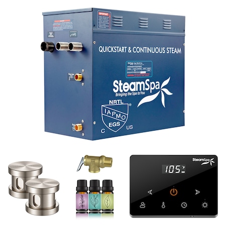 Steamspa Oasis Series 12KW Steam Bath Generator w/ Continuous Steam Plus Handheld Control in Brushed Nickel OAW1200BN