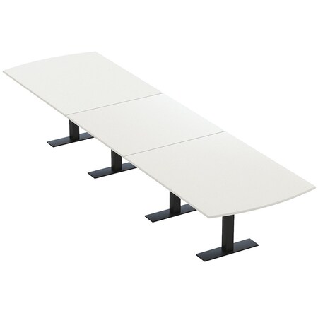 Skutchi Designs 16 Person Conference Table With Power Unit | 16' Arc Rectangle Table | Harmony Series HAR-AREC-48X192-T.BK-W960-NA