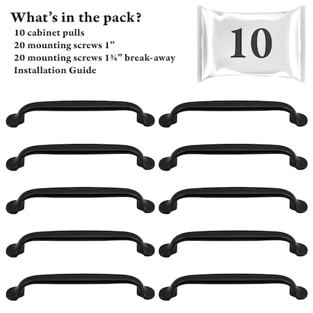 Designperfect 5 1/16'' Center-to-Center Handle Pull, 10PK DPA10S714BLK