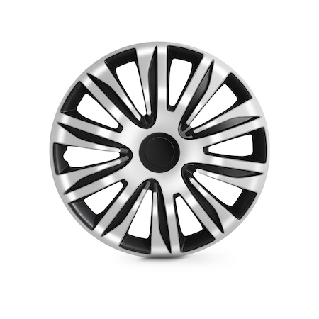 Altertrim 15 in Univ Wheel Rim Cover Hubcaps, Snap-On, (White & Blk Lacq), 4PK CHB-5083-BW-15
