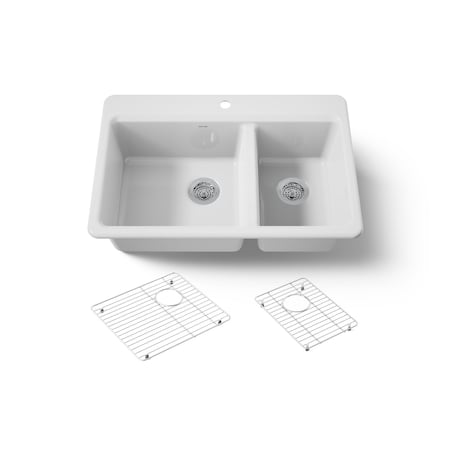 Kohler Riverby 33" top-mount double-bowl kitchen sink 8669-1A1-0