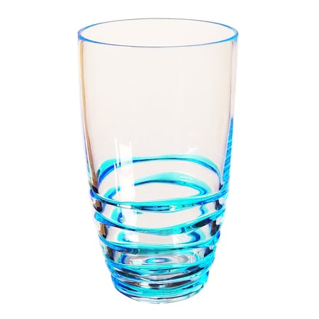 Homeroots Set of Four Clear and Blue Swirl Acrylic Highball Glasses 521171