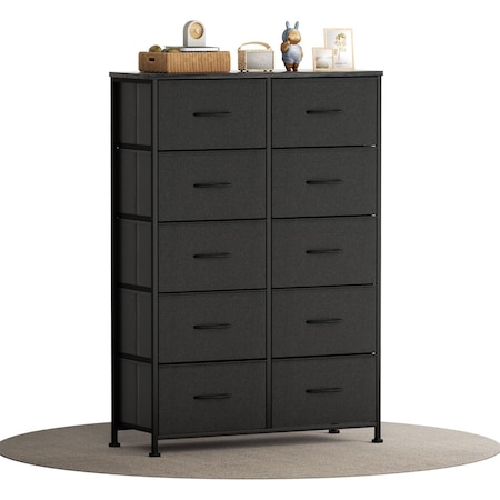 Infinipower Dresser for Bedroom with 10 Drawers, Wide Chest, Fabric Dresser, Storage Organizer Unit 3A88HKCABT10BLK