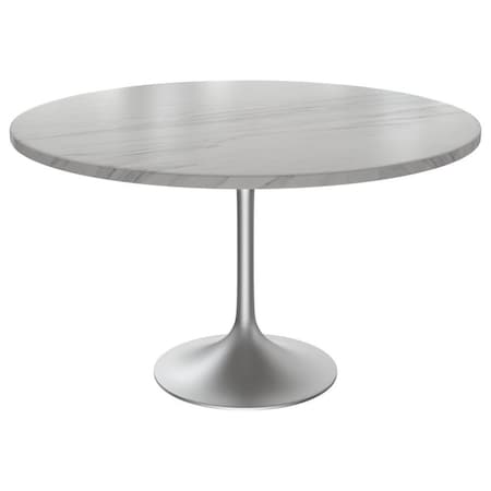 Leisuremod Round 47.24 in W, 29.35 in L, Sintered Stone/Stainless Steel, White VT23BS-48WS