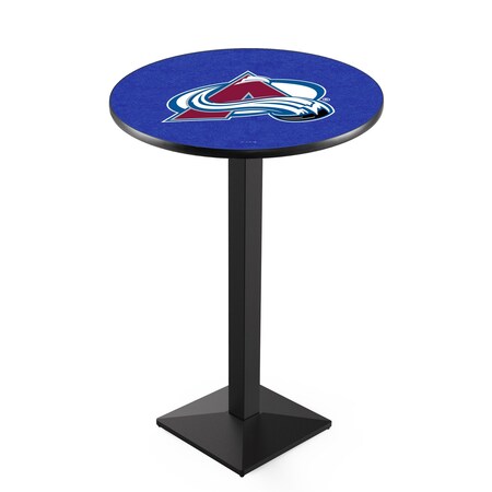 Holland Bar Stool Co 42" Blk Wrinkle Colorado Avalanche Pub Table, 36" dia. Top L217B4236ColAva