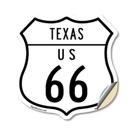 Signmission Texas Route Marker Shield Sign Us 66, 12 Inch X 12 Inch, Vinyl Decal SHI-D-12-466