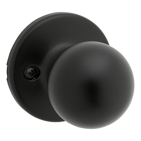Kwikset Polo Knob Passage Door Lock with 6AL Latch and RCS Strike Matte Black Finish 200P-514