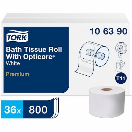 Tork Tork OptiCore Mid-size Toilet Paper Roll White T11, Premium, 2-ply, 36 x 800 sheets, 106390, PK36 106390