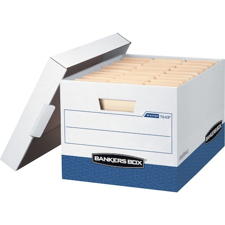 Bankers Box Bankers Box, Blue, PK12, 12.75" W, 16.5" D, 10.38" H, Lift-Off Lid Closure, White/Blue 07243