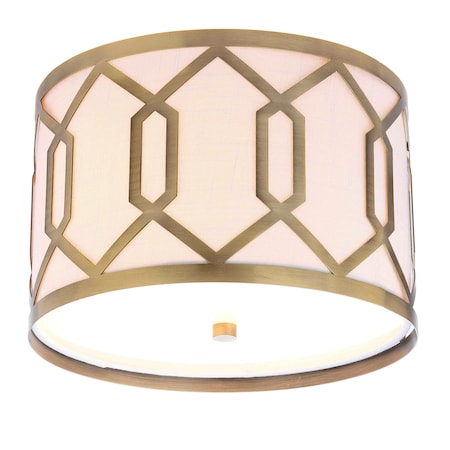 Jonathan Y Hex 2-Light 12.5 in. Metal LED Flush Mount, Brass Gold JYL3501A