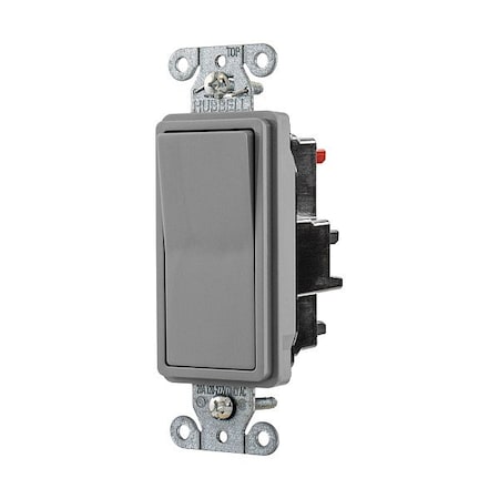 Hubbell Wall Switch, 1 hp, Rocker, 20 A, Gray DS320STGY
