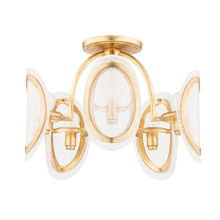 Hudson Valley Lighting Danes 5 Light Semi Flush 19.5 In. Vintage Gold Leaf 1520-VGL