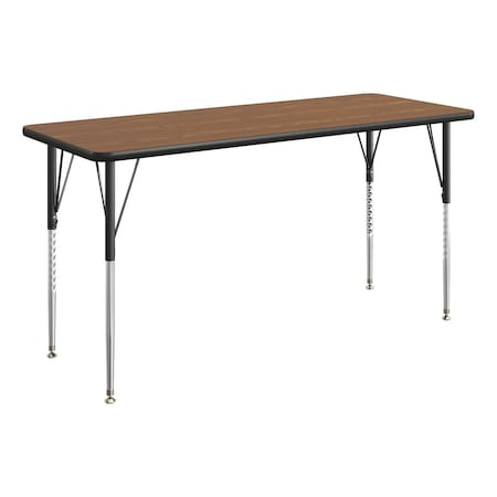 Flash Furniture Wren 60 in x 24 in Adjustable Height Activity Table, Thermal Laminate Top, Standard Legs, Oak XU-A2460-REC-OAK-T-A-GG