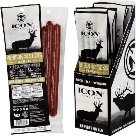 Icon 4 Oz. Garlic Venison Stick Jerky, 4PK 74087