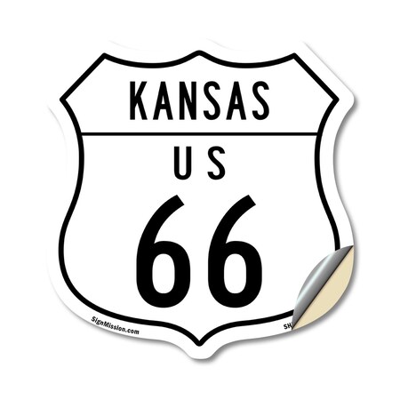 Signmission Kansas Route Marker Shield Sign Us 66, 18 Inch X 18 Inch, Vinyl Decal SHI-D-18-384
