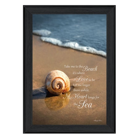 Homeroots Take Me to the Beach Black Framed Print Wall Art 405546