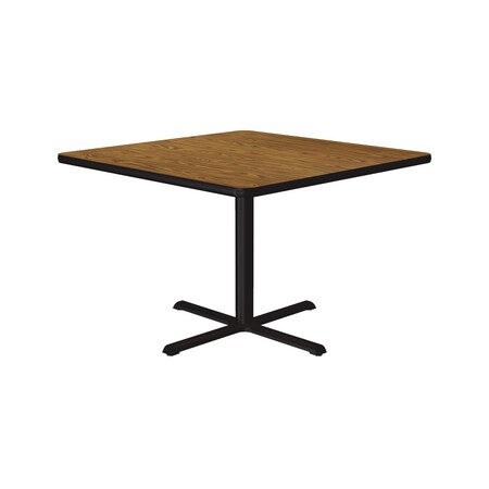 Correll Square Cafe Bistro and Breakroom Pedestal Table, High Pressure Laminate Top, Medium Oak BXT36S-06