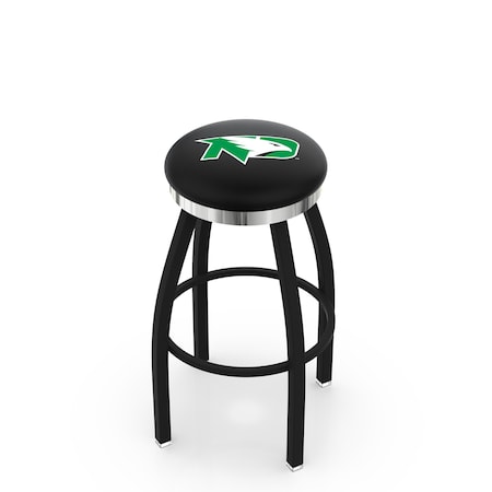 Holland Bar Stool Co 36" Blk Wrinkle North Dakota Swivel Bar Stool, Chrome Ring L8B2C36NorDak