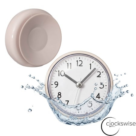 Clockswise 3-Inch Waterproof Wall Mount Fog-Free Bathroom Shower Clock with Strong Suction Cup, White QI004929