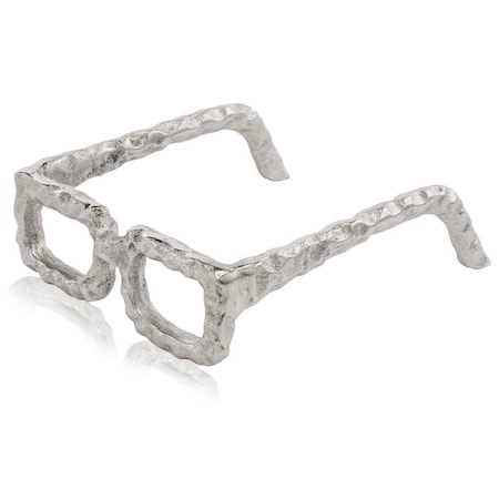 Homeroots 7" Silver Aluminum Textured Square Eyeglasses Tabletop Sculpture 354795