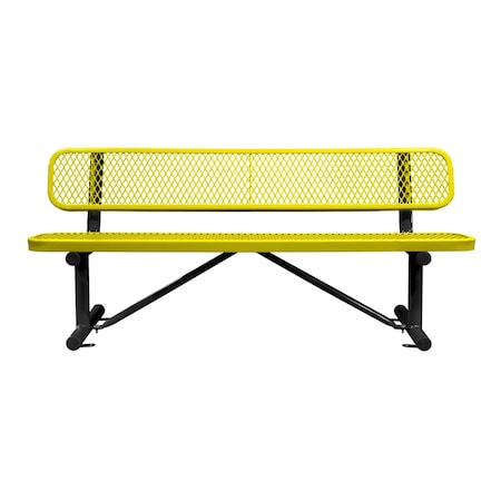 Leisure Craft Bench/Back, Surface Mount, 6ft., Yellow B6WBSM-YELLOW