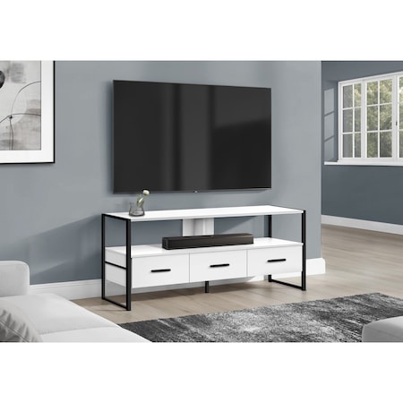 Monarch Specialties Tv Stand, 48 Inch, Console, Storage Drawers, Living Room, Bedroom, Laminate, White I 2615