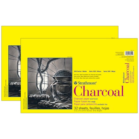 Strathmore 300 Series Charcoal Pad, Glue Binding, 32 Sheet, 11x17 inch, 2PK P330-111-1