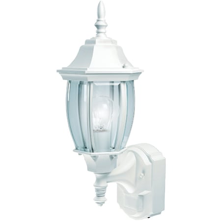 Heath-Zenith White Incandescent Dusk-To-Dawn/Motion Activated Outdoor Wall Light Fixture HZ-4192-WH