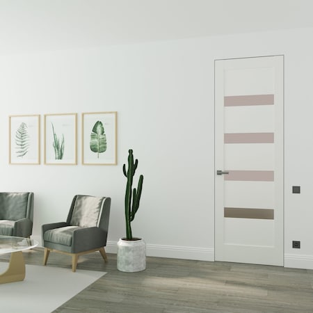 Sartodoors Hidden Door White 42x96 Solid Core Modern Interior QUADRO4113MF-WS-42x96-RH-O