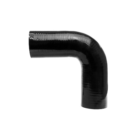 Hps Performance 3 in ID, 4-Ply High Temp Reinforced Silicone 90 Degree Elbow Coupler Hose, Black HTSEC90-300-BLK