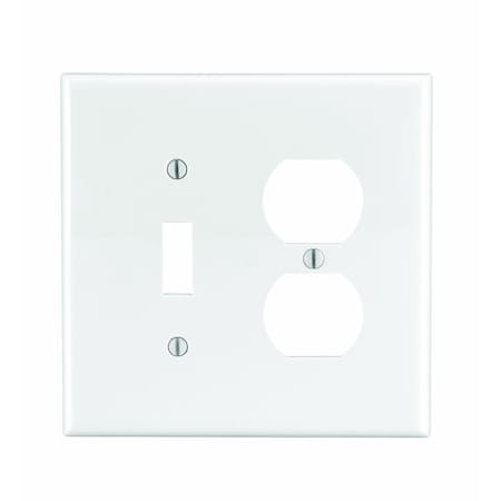 Leviton Combination Wallplate, Midway Size, Gang 2, White PJ18-W