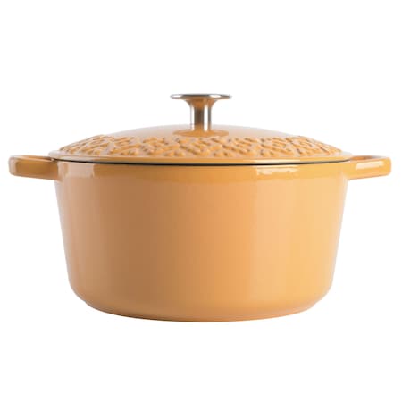 Spice By Tia Mowry Savory Saffron 3.5 Quart Enameled Cast Iron Dutch Oven with Lid in Honey Gold 87075.02R