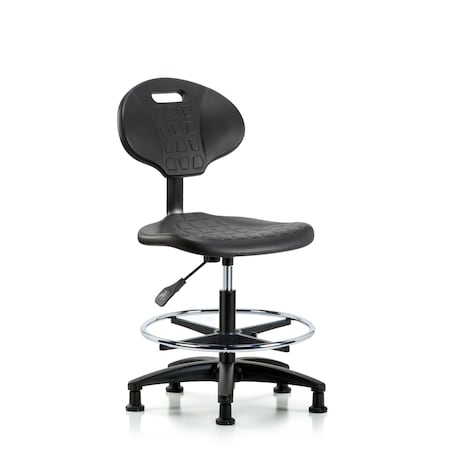 Blue Ridge Ergonomics Erie Med Bench Chair, CF, Glides, No Arms, 19" to 27" Height, Black; Blue BR-TPMBCH-RG-A0-CF-RG